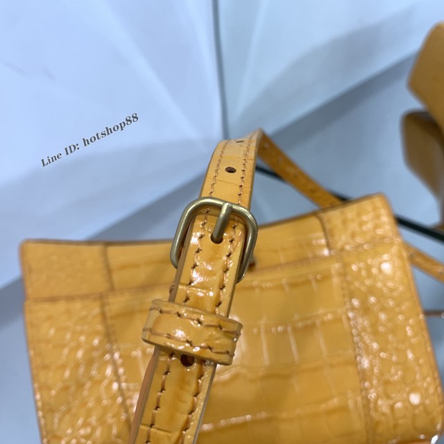 Balenciaga專櫃爆款s橙色鱷魚紋手提女包 巴黎世家經典Hourglass沙漏包 fyj1041